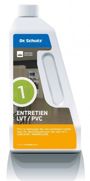 Un bidon de 750 mL de produit d'entretien Dr. Schutz pour sols LVT ou PVC