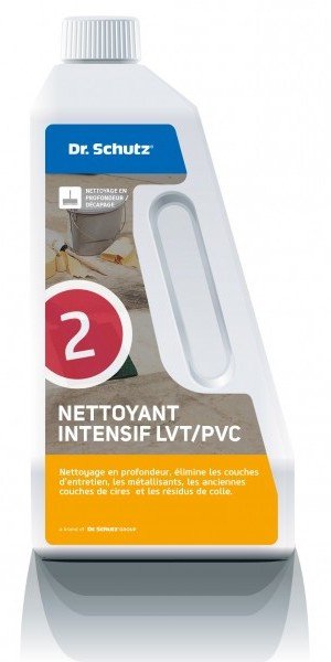 Un bidon de produit nettoyant intensif pour sols LVT et PVC